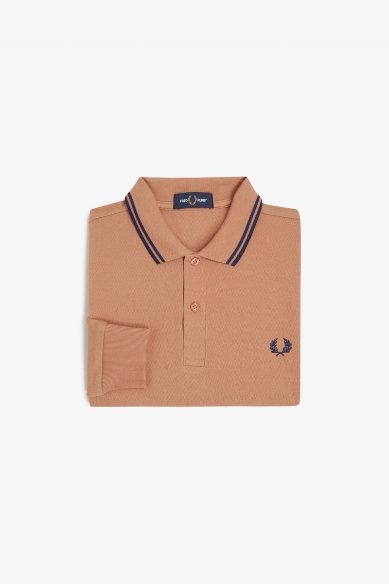 Fred Perry M3636 Men\'s Shirt Light Rust French Navy | JGLXP9746