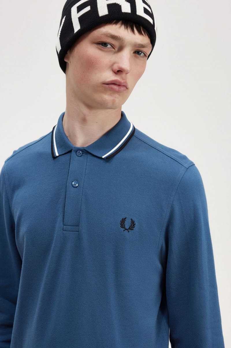 Fred Perry M3636 Men's Shirt Midnight Blue Snow White Black | JSWCR2531