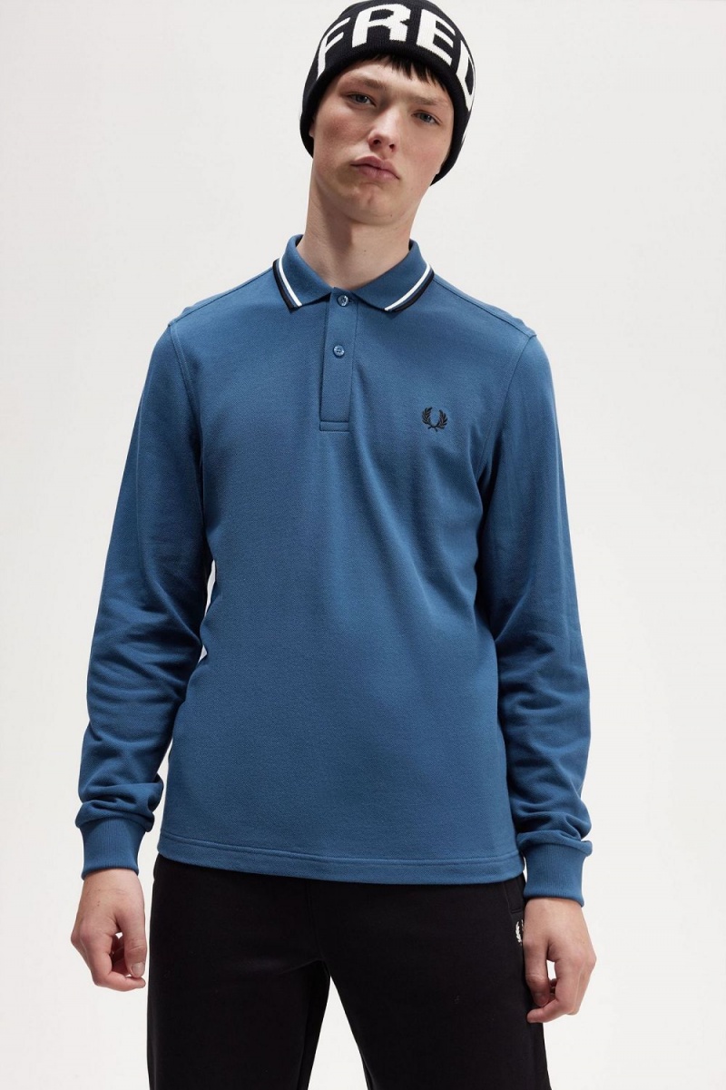 Fred Perry M3636 Men's Shirt Midnight Blue Snow White Black | JSWCR2531