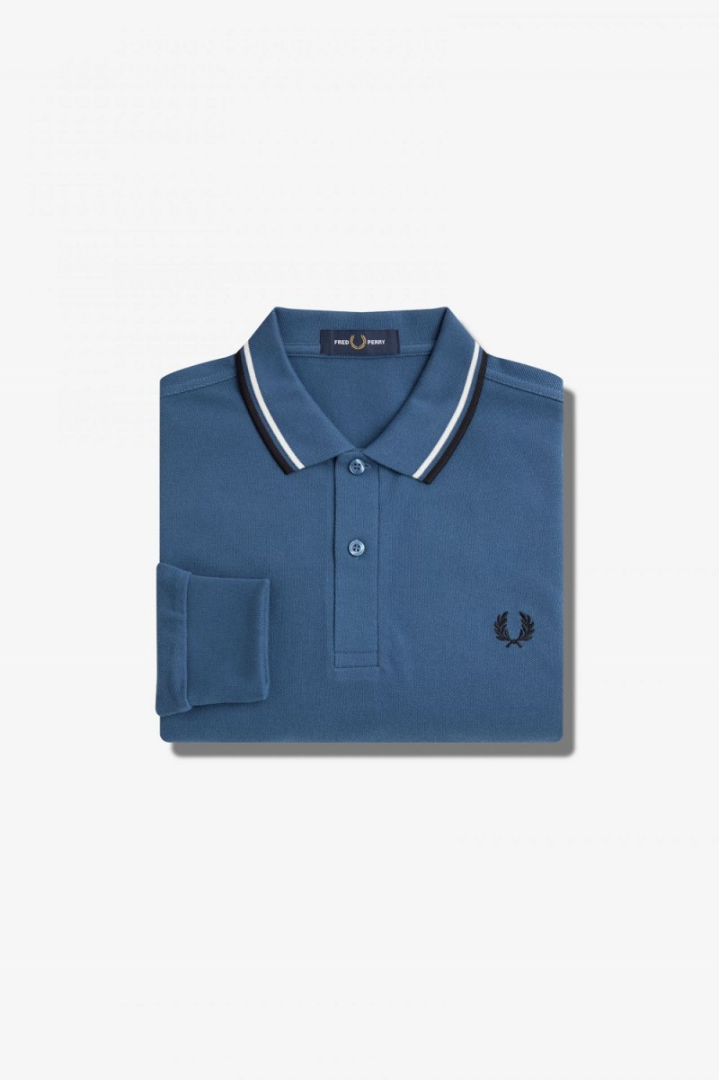 Fred Perry M3636 Men's Shirt Midnight Blue Snow White Black | JSWCR2531