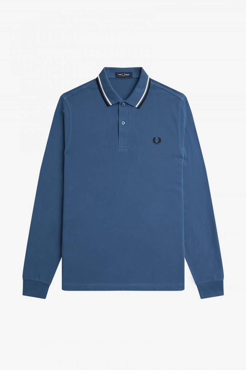 Fred Perry M3636 Men's Shirt Midnight Blue Snow White Black | JSWCR2531