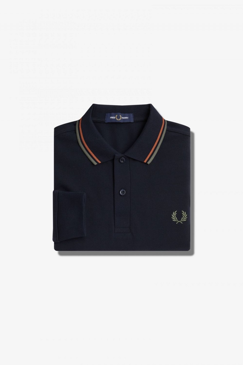 Fred Perry M3636 Men's Shirt Navy Brown Field Green | ABXDC3986