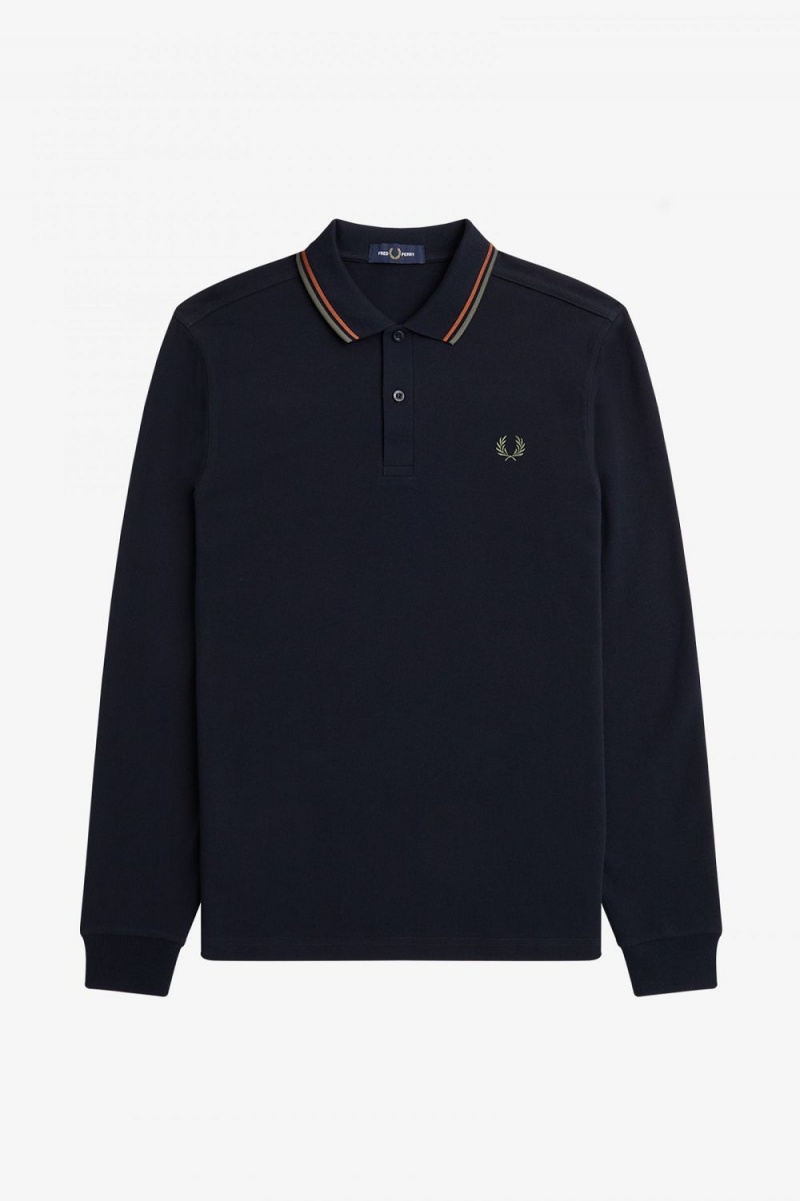 Fred Perry M3636 Men's Shirt Navy Brown Field Green | ABXDC3986