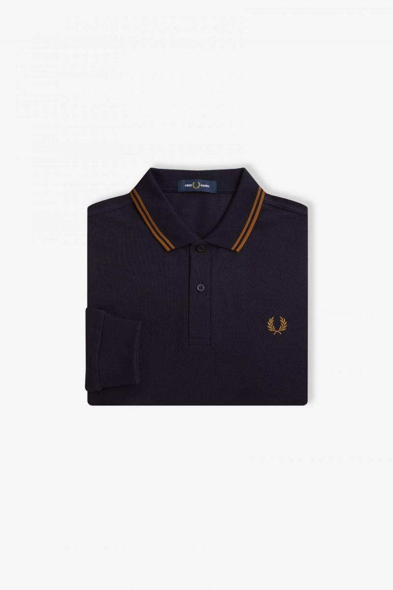 Fred Perry M3636 Men's Shirt Navy Dark Coffee Dark Coffee | OUBFX8329