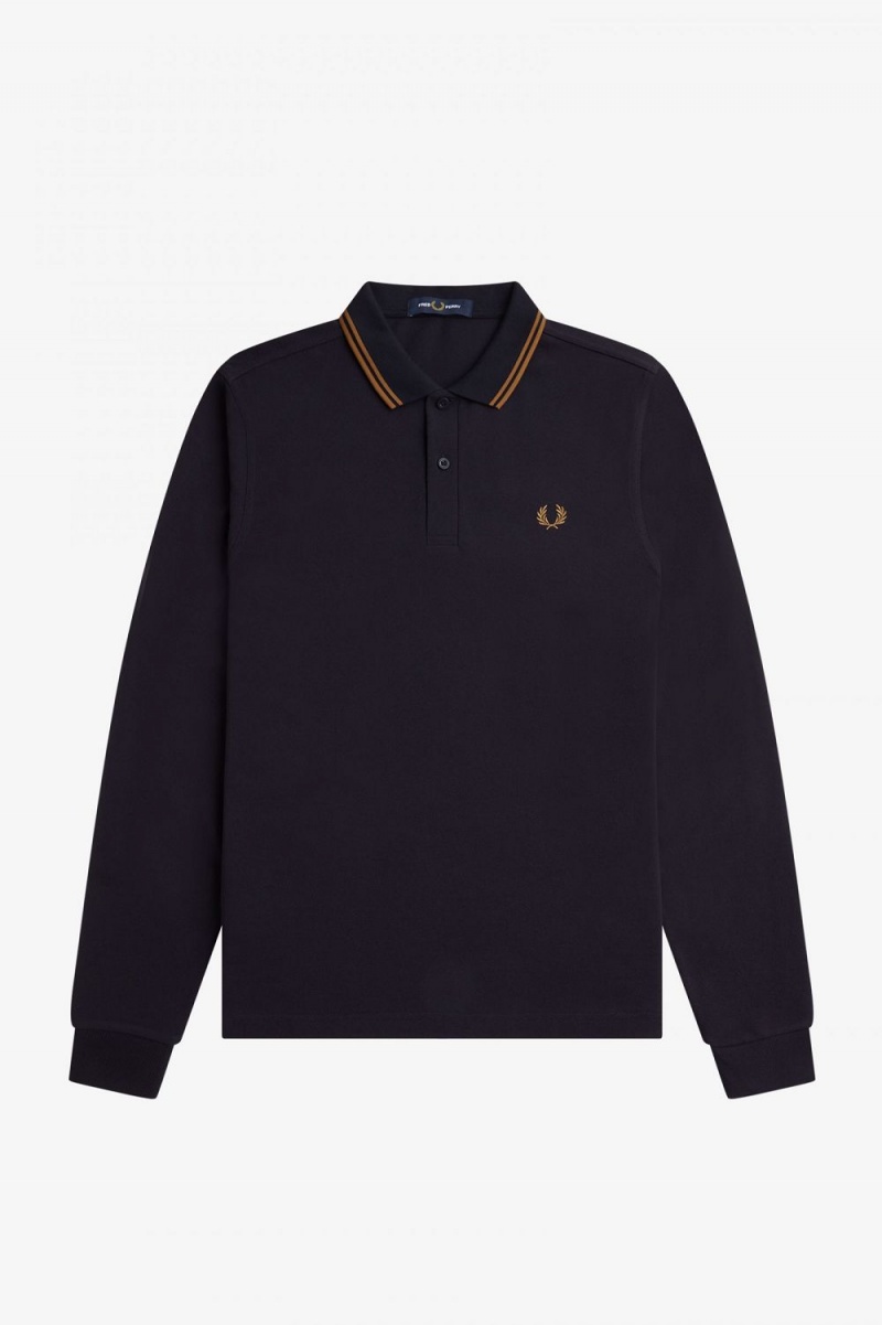 Fred Perry M3636 Men's Shirt Navy Dark Coffee Dark Coffee | OUBFX8329