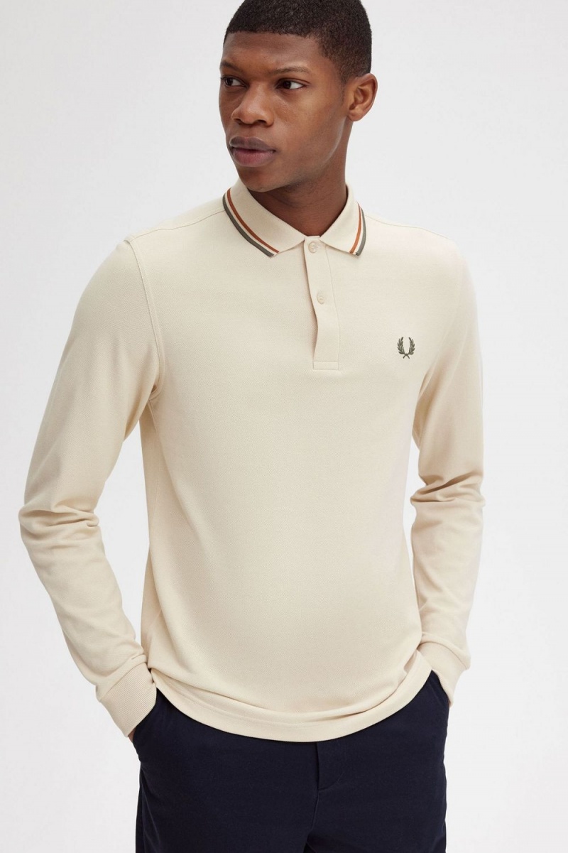 Fred Perry M3636 Men's Shirt Oatmeal Brown Field Green | LYENF5428