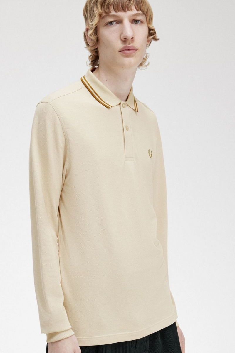 Fred Perry M3636 Men's Shirt Oatmeal Dark Coffee Dark Coffee | ULHMI1695