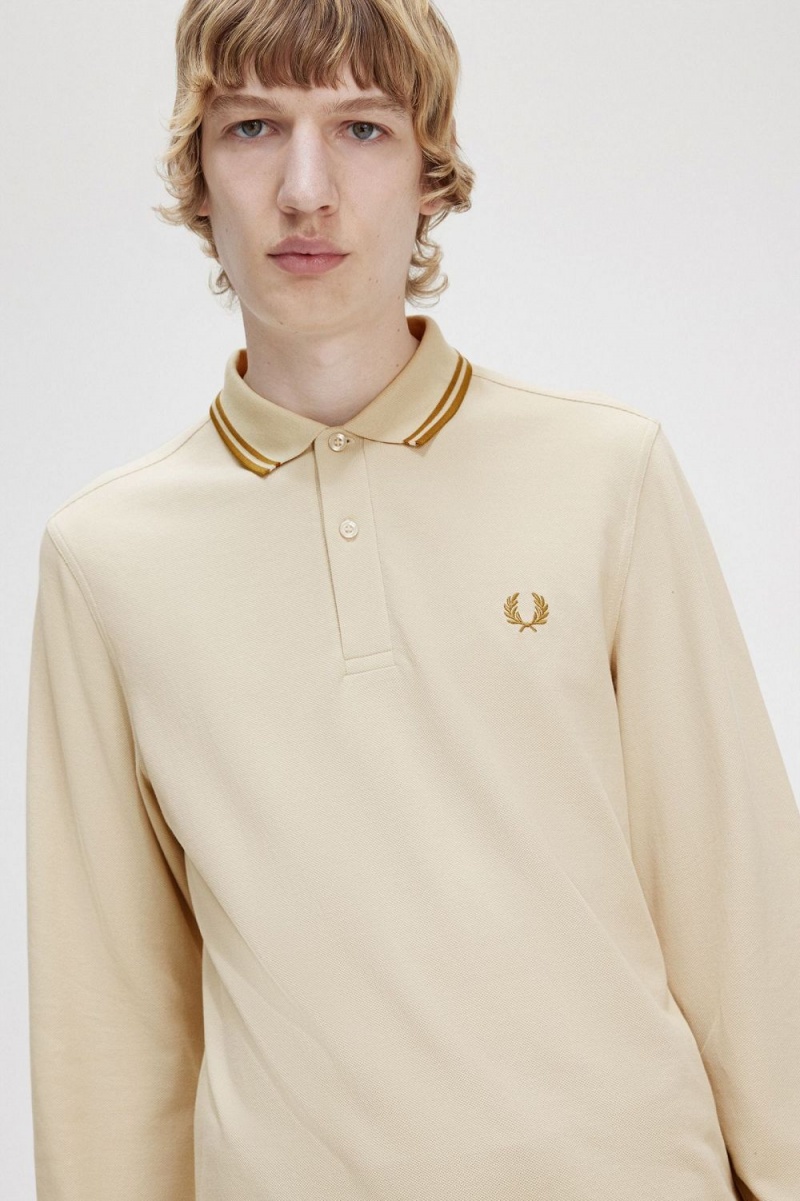 Fred Perry M3636 Men's Shirt Oatmeal Dark Coffee Dark Coffee | ULHMI1695