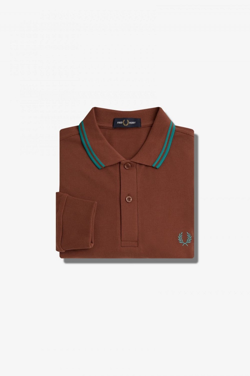 Fred Perry M3636 Men's Shirt Whisky Brown Deep Mint Deep Mint | TBSWE5273