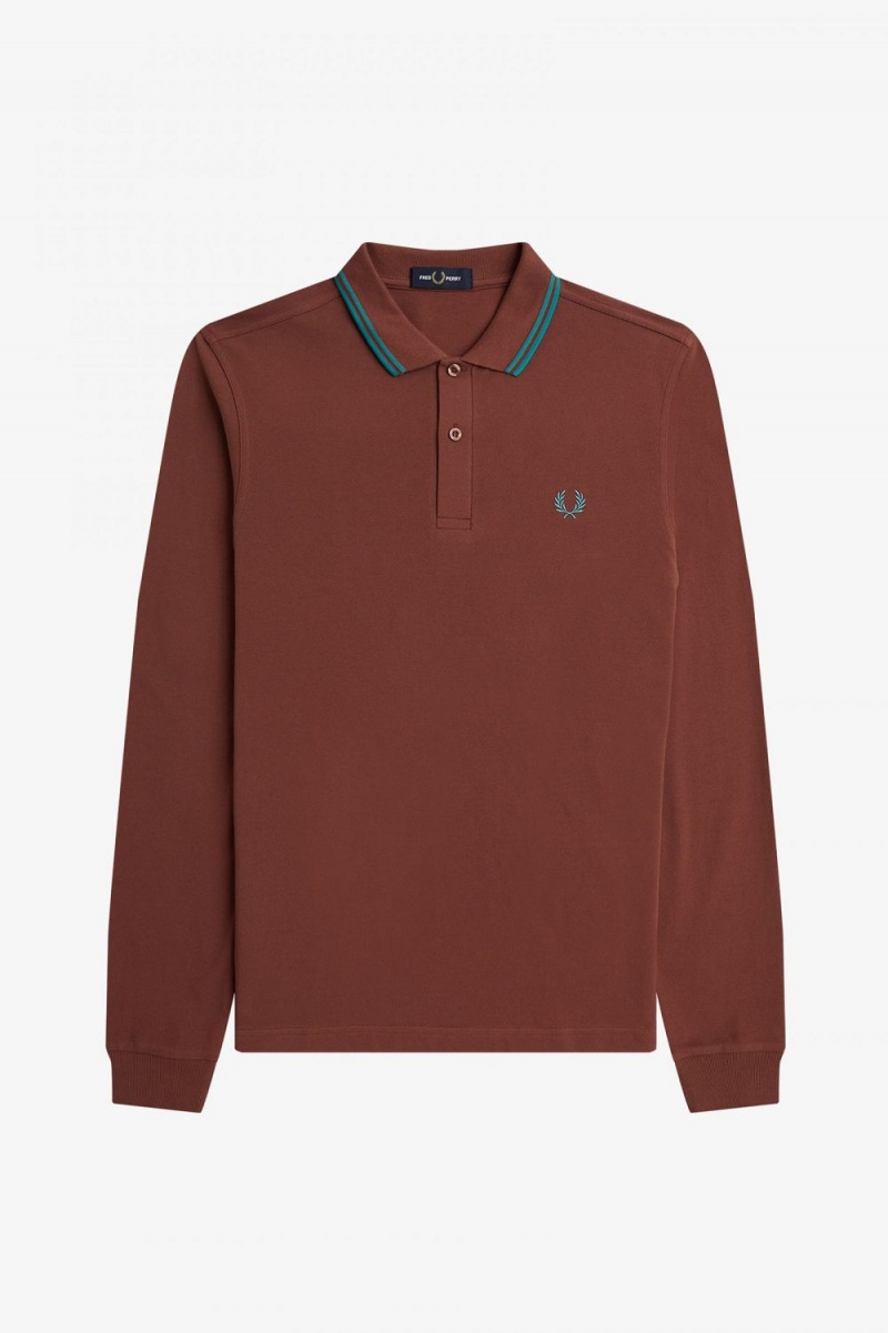 Fred Perry M3636 Men's Shirt Whisky Brown Deep Mint Deep Mint | TBSWE5273