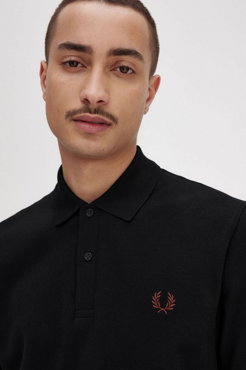 Fred Perry M3 Men's Shirt Black Whisky Brown | TOJDG3027