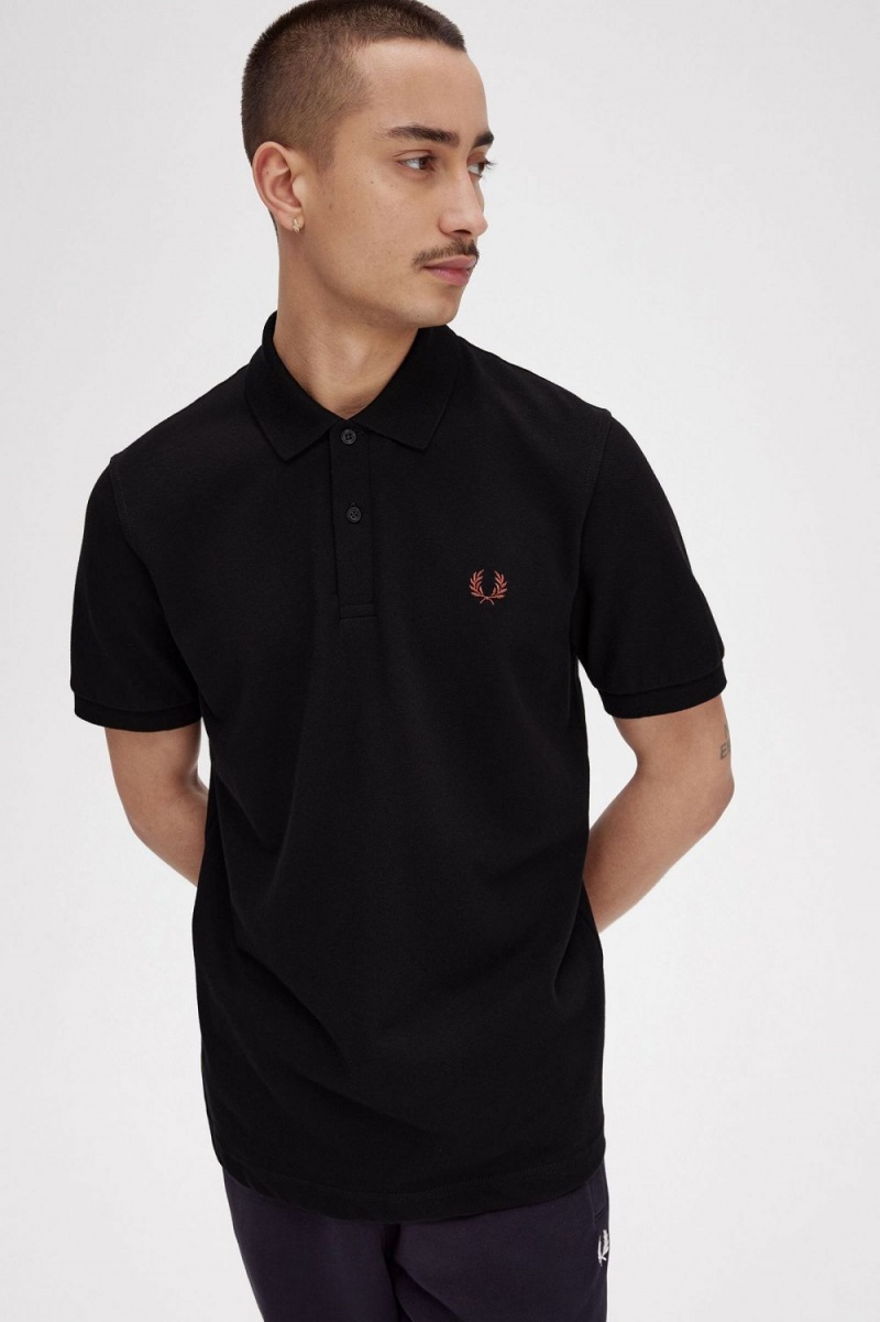 Fred Perry M3 Men's Shirt Black Whisky Brown | TOJDG3027