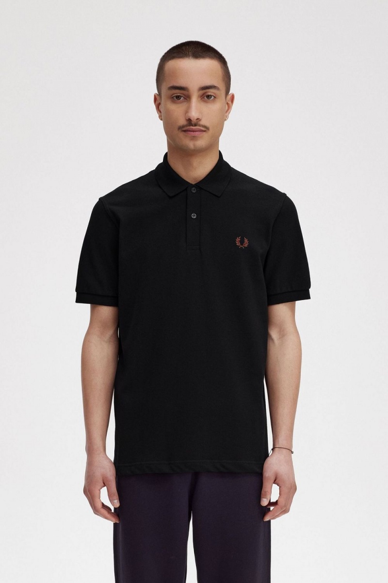 Fred Perry M3 Men\'s Shirt Black Whisky Brown | TOJDG3027