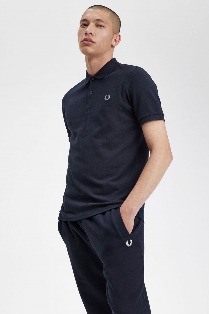 Fred Perry M3 Men's Shirt Navy Aqua | ZBVHQ2435