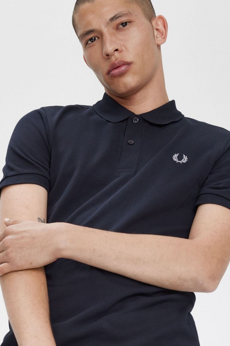 Fred Perry M3 Men's Shirt Navy Aqua | ZBVHQ2435