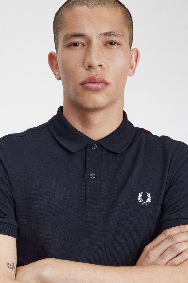 Fred Perry M3 Men's Shirt Navy Aqua | ZBVHQ2435