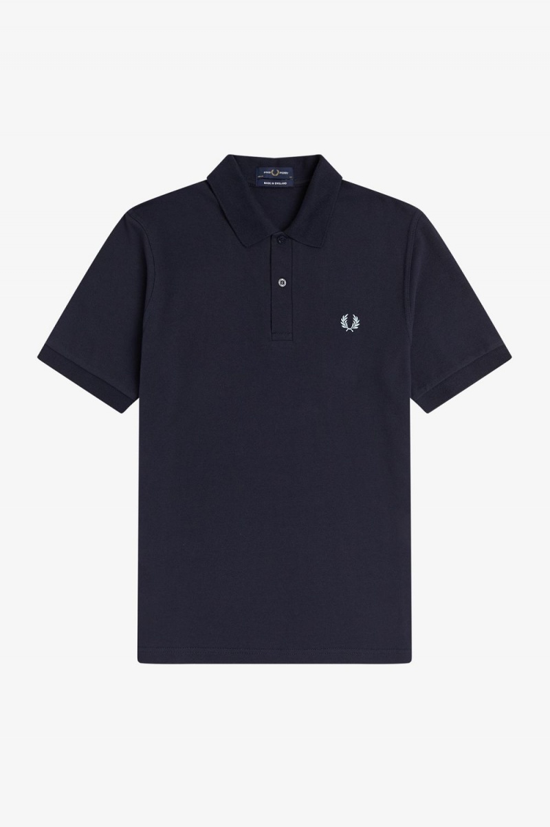 Fred Perry M3 Men's Shirt Navy Aqua | ZBVHQ2435