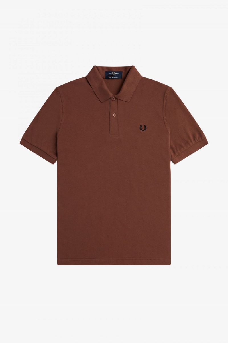 Fred Perry M3 Men's Shirt Whisky Brown Black | EUCAN1628