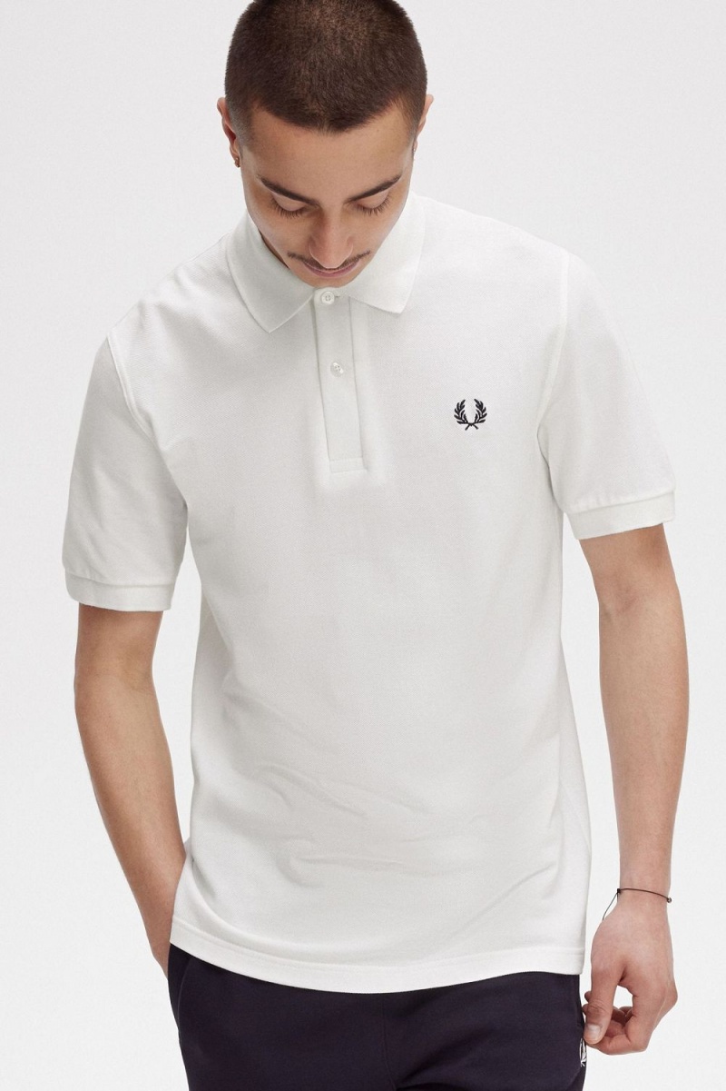 Fred Perry M3 Men's Shirt White Navy | UKVGN0648