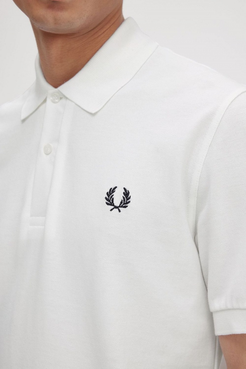 Fred Perry M3 Men's Shirt White Navy | UKVGN0648