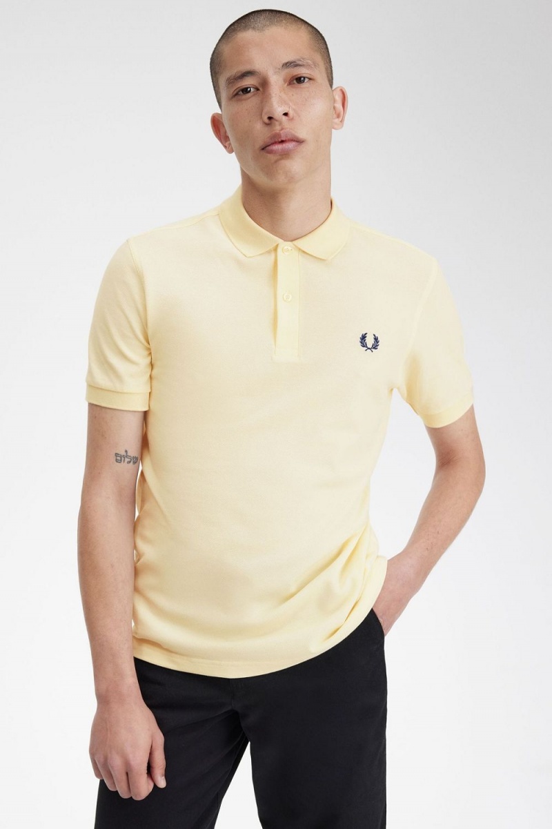 Fred Perry M6000 Men's Shirt Aqua Cream French Navy | ASRHL7105