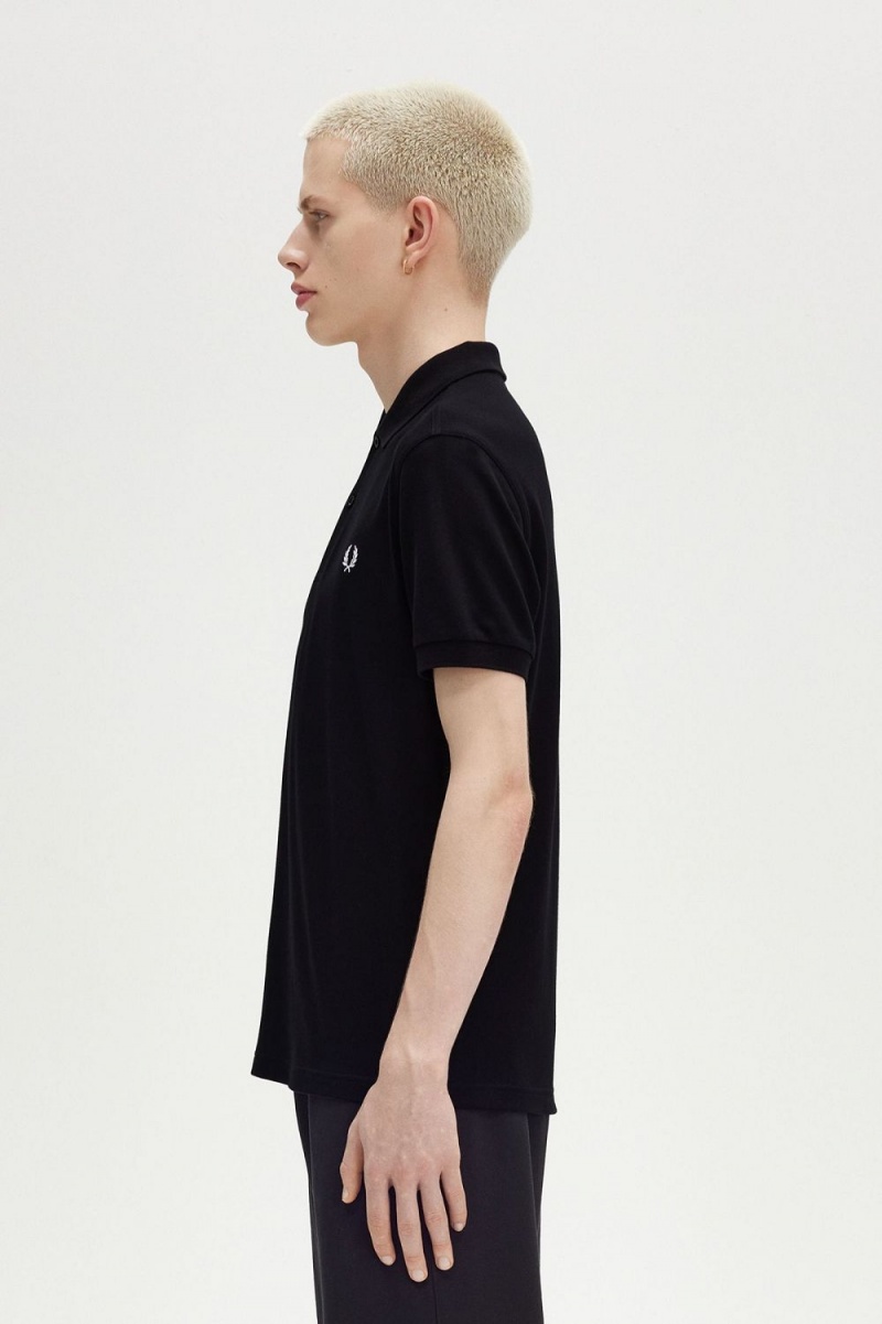 Fred Perry M6000 Men's Shirt Black Snow White | DKJRH3865