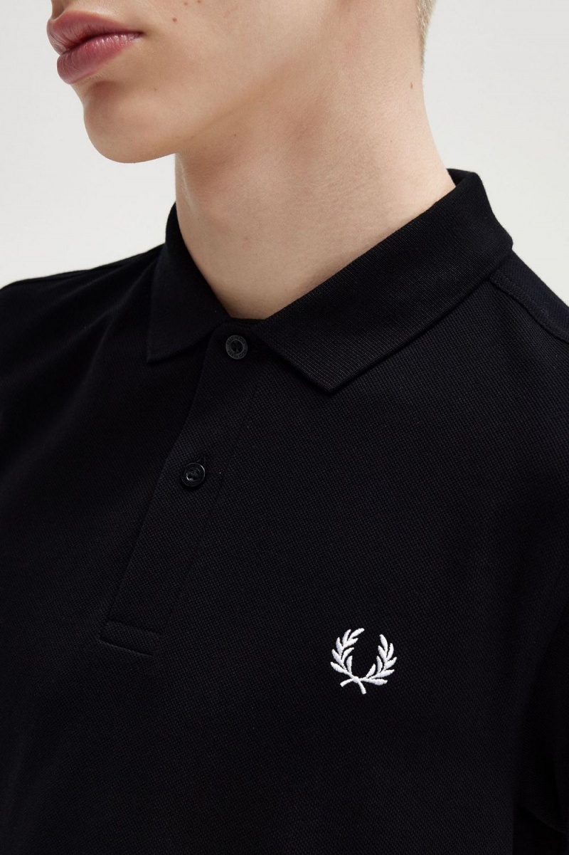 Fred Perry M6000 Men's Shirt Black Snow White | DKJRH3865