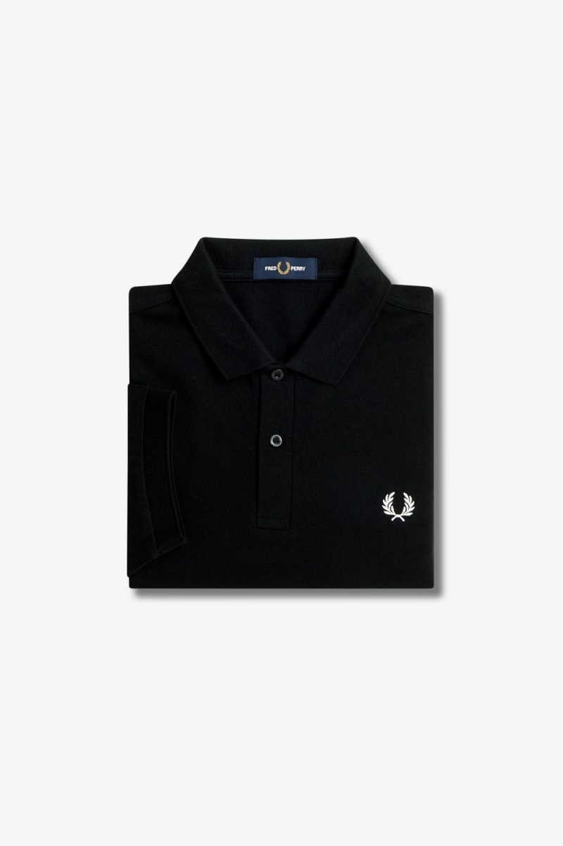 Fred Perry M6000 Men's Shirt Black Snow White | DKJRH3865