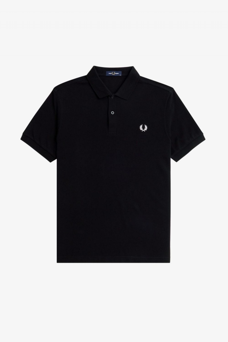 Fred Perry M6000 Men's Shirt Black Snow White | DKJRH3865