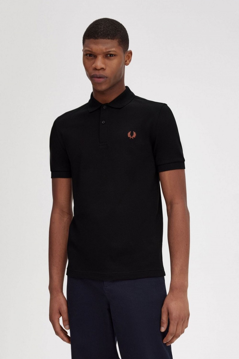 Fred Perry M6000 Men's Shirt Black Whisky Brown | HBTGJ6520