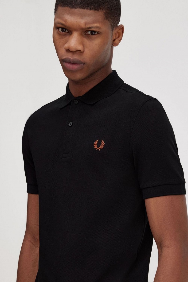 Fred Perry M6000 Men's Shirt Black Whisky Brown | HBTGJ6520