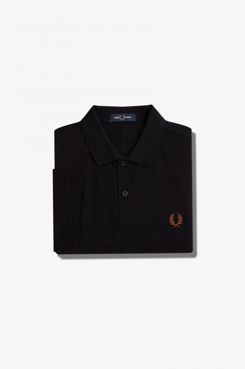 Fred Perry M6000 Men's Shirt Black Whisky Brown | HBTGJ6520