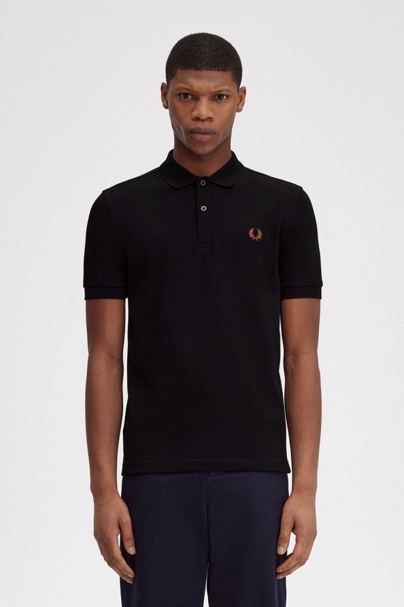 Fred Perry M6000 Men\'s Shirt Black Whisky Brown | HBTGJ6520