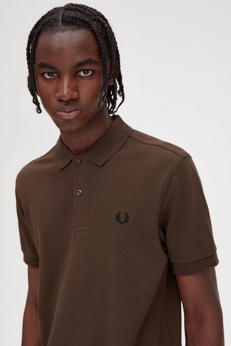 Fred Perry M6000 Men's Shirt Burnt Tobacco Black | AXCJV7965