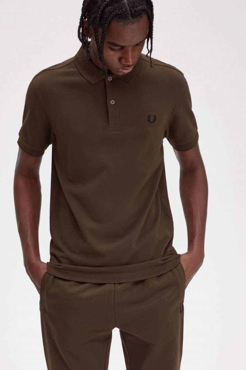 Fred Perry M6000 Men's Shirt Burnt Tobacco Black | AXCJV7965