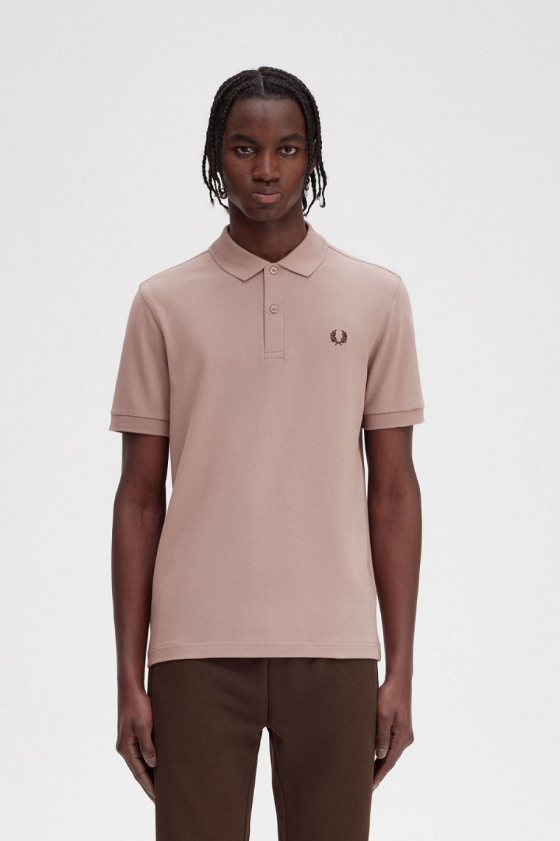 Fred Perry M6000 Men\'s Shirt Dark Pink Burnt Tobacco | WFKYD8431