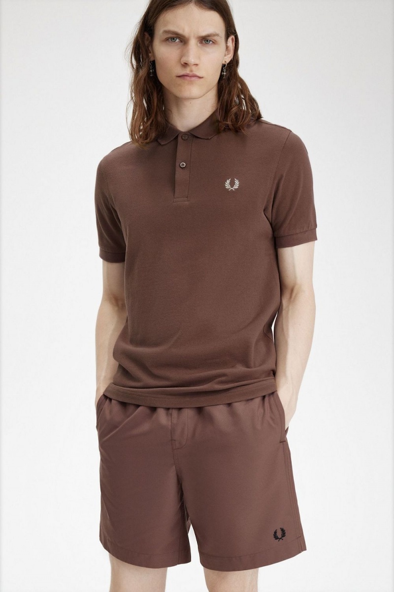 Fred Perry M6000 Men's Shirt Dark Red Warm Grey | QCBYK6037