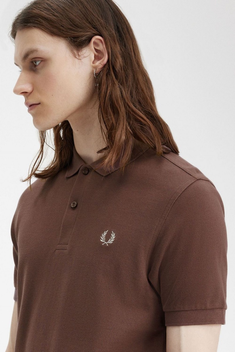 Fred Perry M6000 Men's Shirt Dark Red Warm Grey | QCBYK6037