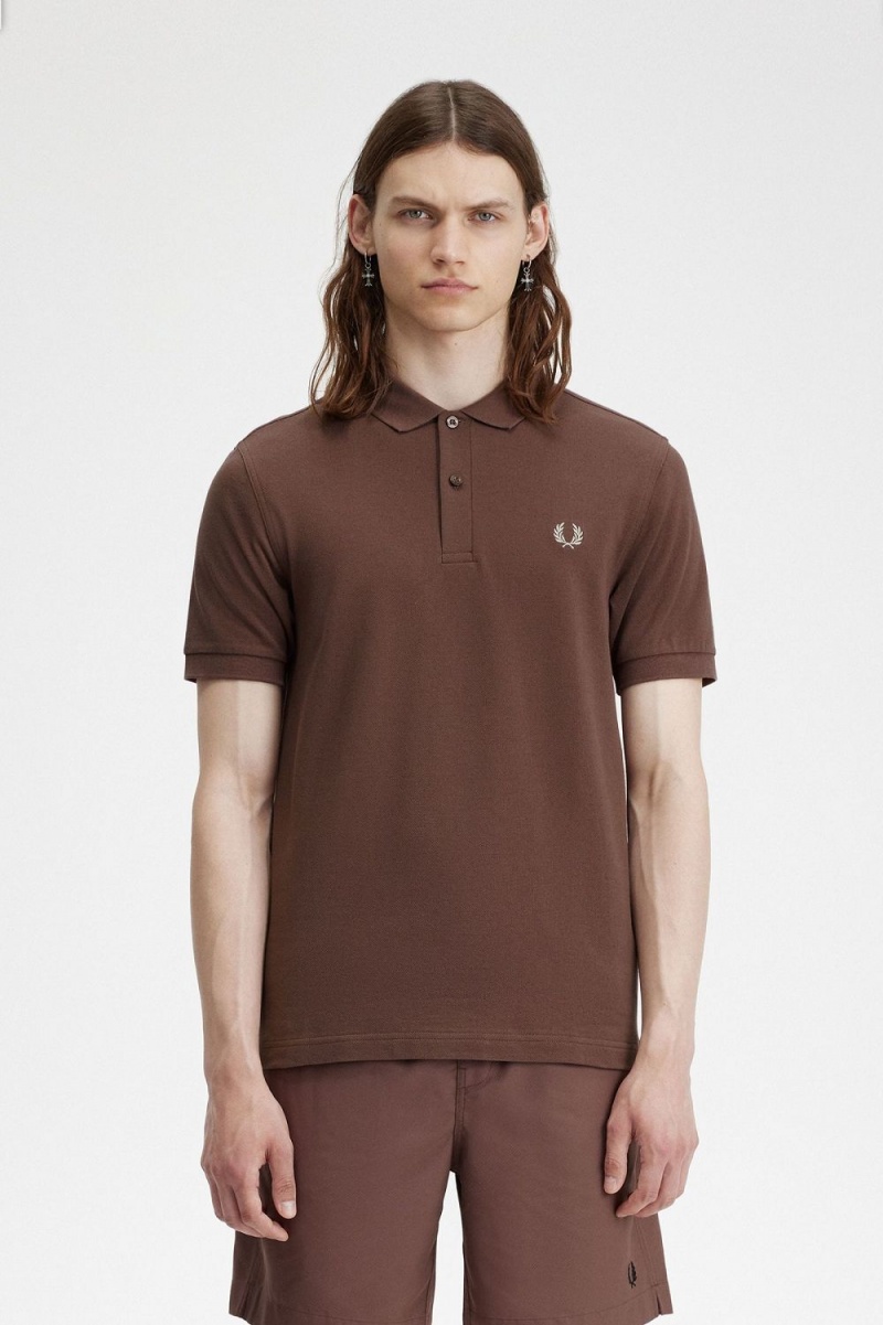 Fred Perry M6000 Men\'s Shirt Dark Red Warm Grey | QCBYK6037