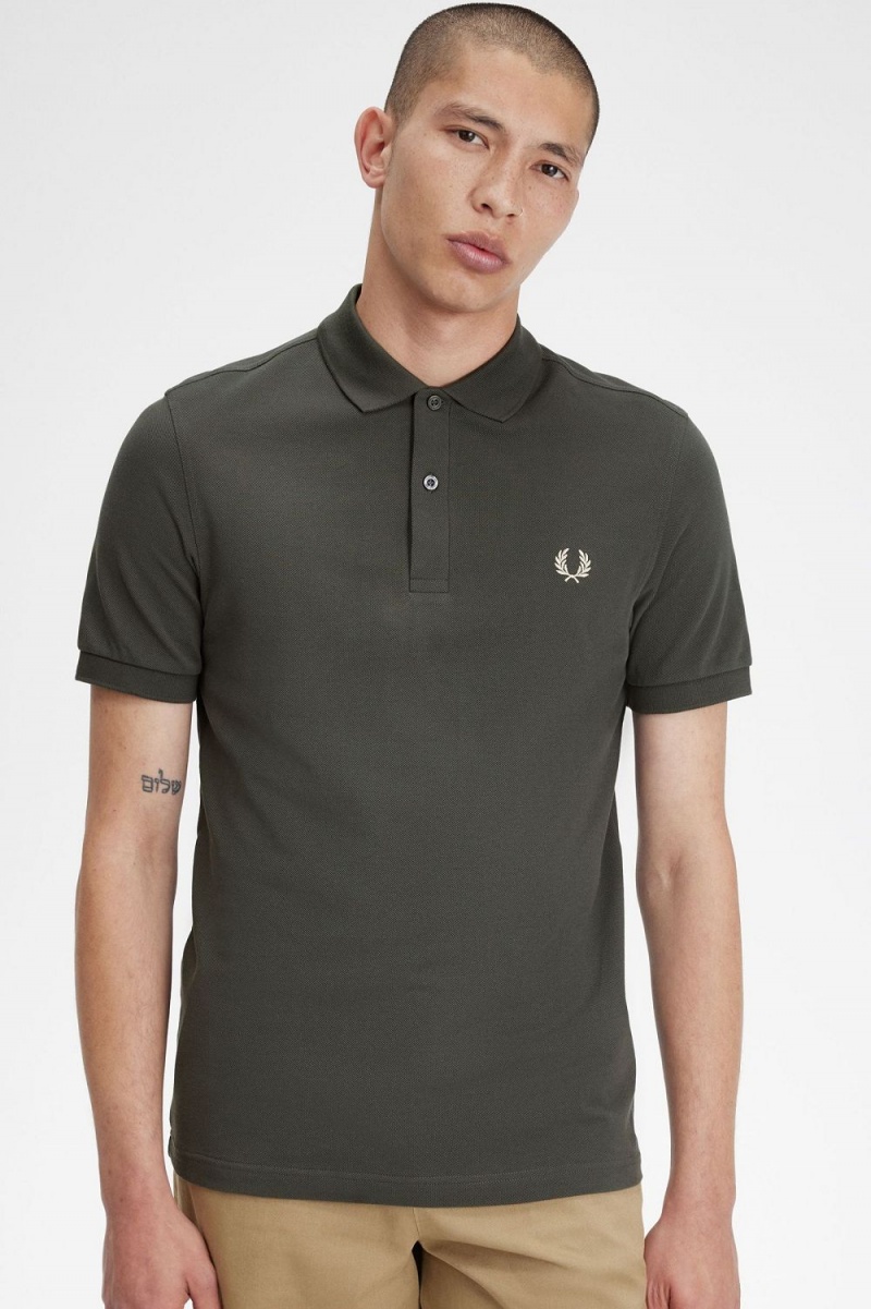 Fred Perry M6000 Men's Shirt Field Green Oatmeal | GTROQ0581