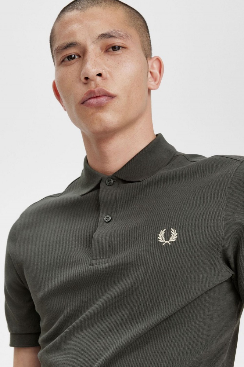 Fred Perry M6000 Men's Shirt Field Green Oatmeal | GTROQ0581