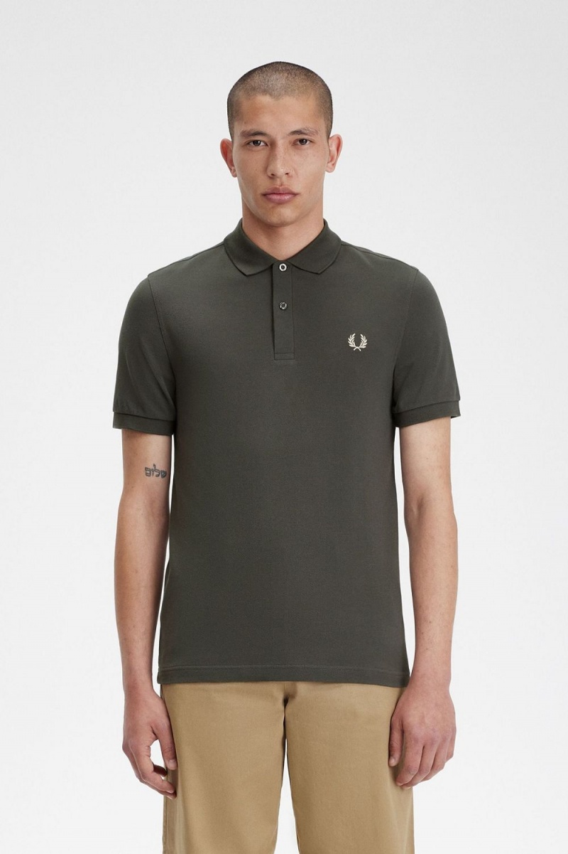 Fred Perry M6000 Men\'s Shirt Field Green Oatmeal | GTROQ0581