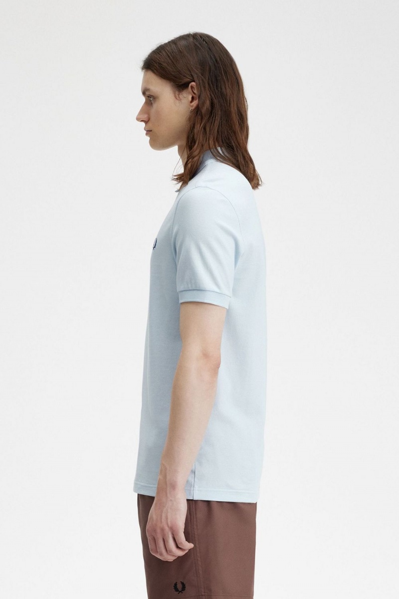 Fred Perry M6000 Men's Shirt Light Aqua Midnight Blue | OWXLT3682