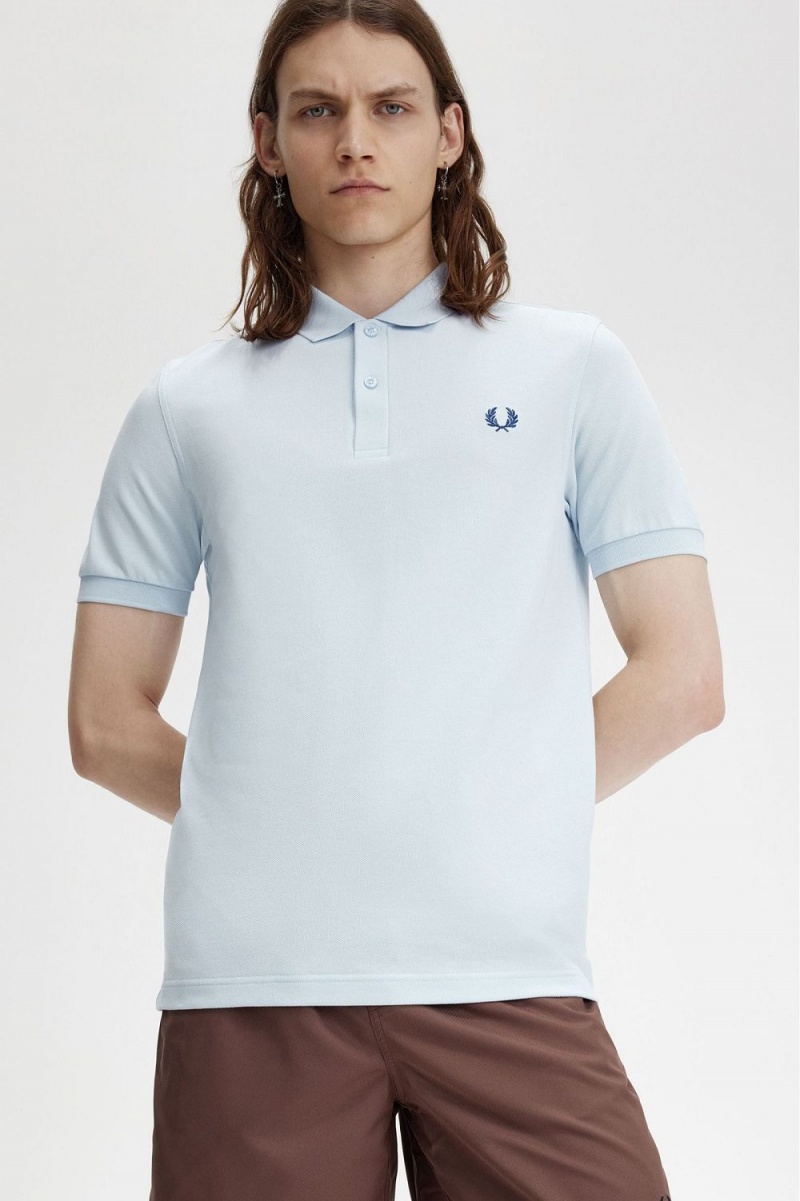 Fred Perry M6000 Men's Shirt Light Aqua Midnight Blue | OWXLT3682