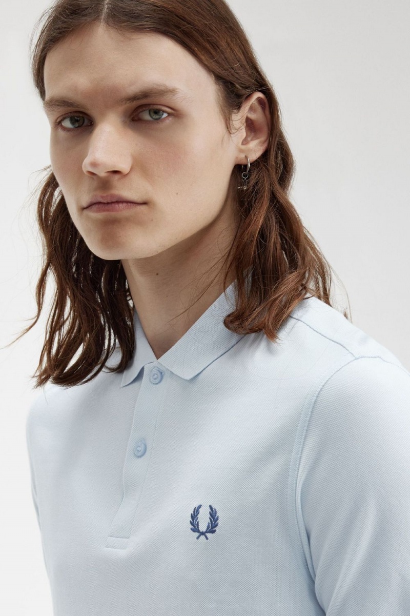 Fred Perry M6000 Men's Shirt Light Aqua Midnight Blue | OWXLT3682