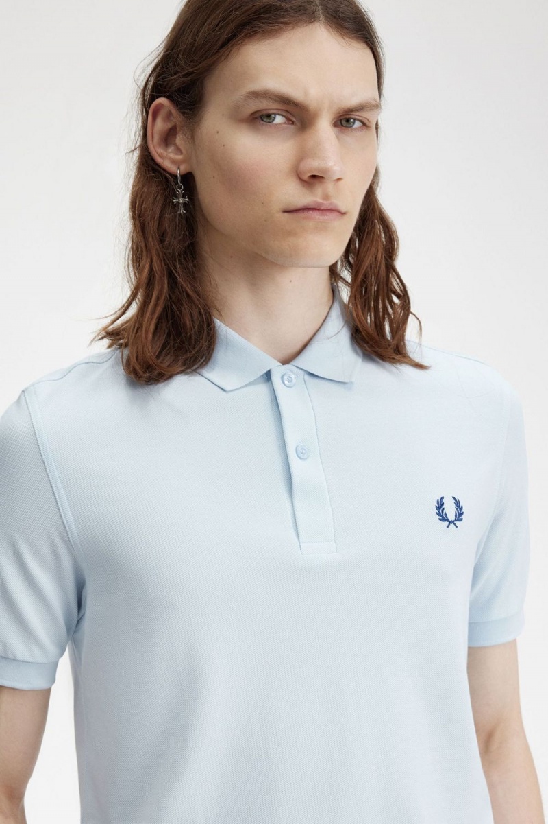 Fred Perry M6000 Men's Shirt Light Aqua Midnight Blue | OWXLT3682