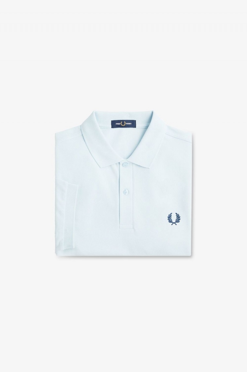 Fred Perry M6000 Men's Shirt Light Aqua Midnight Blue | OWXLT3682