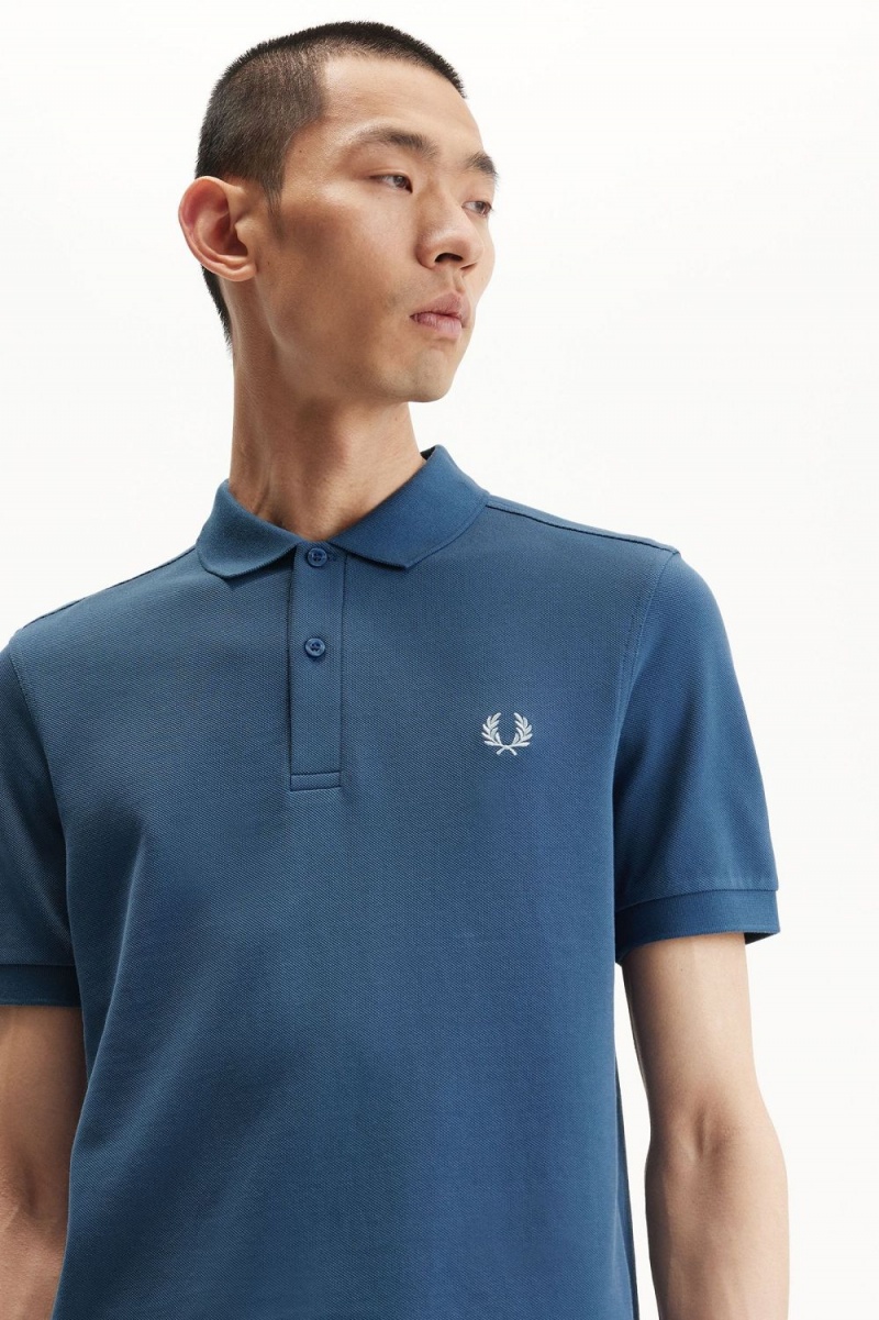 Fred Perry M6000 Men's Shirt Midnight Blue Light Aqua | RICFJ8761