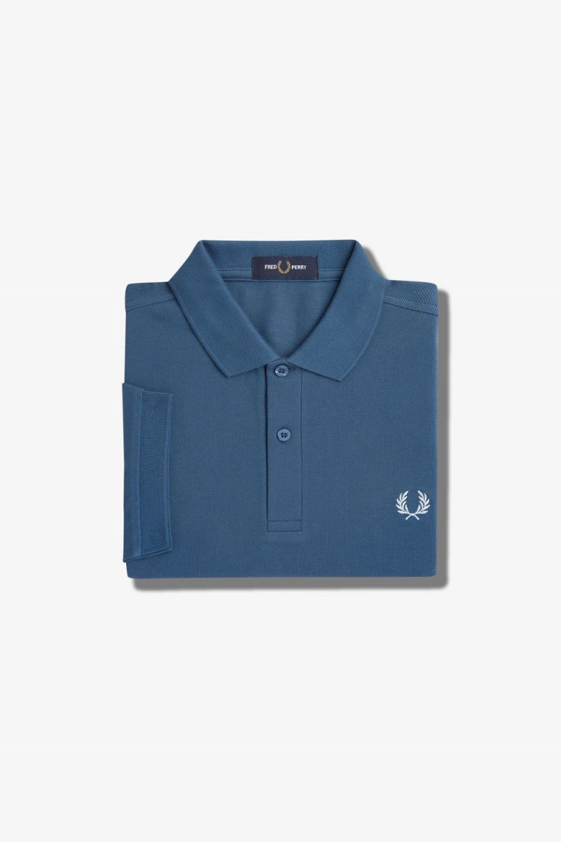 Fred Perry M6000 Men's Shirt Midnight Blue Light Aqua | RICFJ8761