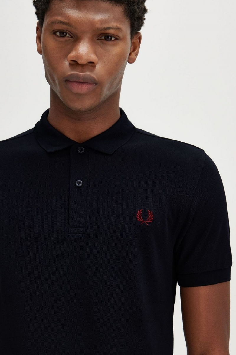 Fred Perry M6000 Men's Shirt Navy Burnt Red | RZSQW2135